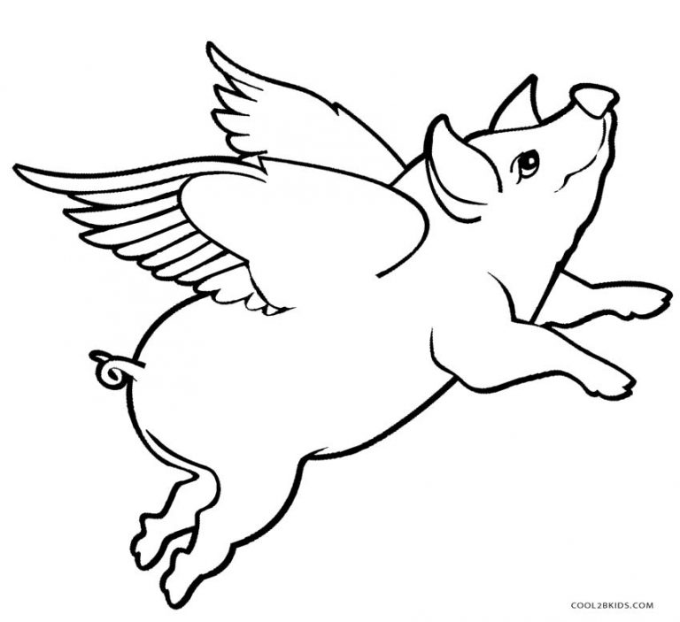 768x703 Flying Pig Coloring Pages Pig Head Coloring Pages