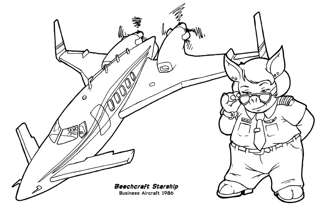 1024x663 Flying Pigs Coloring Poster Beechcraft Starship By Barkon68