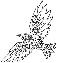 236x261 Outline Flying Norse Raven Tattoo Design Celtic