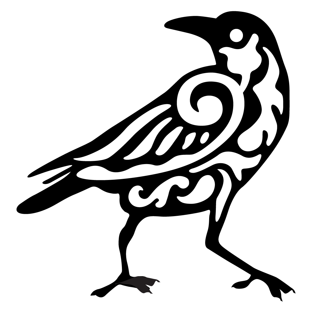 1080x1080 Viking Style Line Art Raven Wings