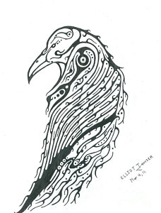 228x300 White Raven Drawings Fine Art America
