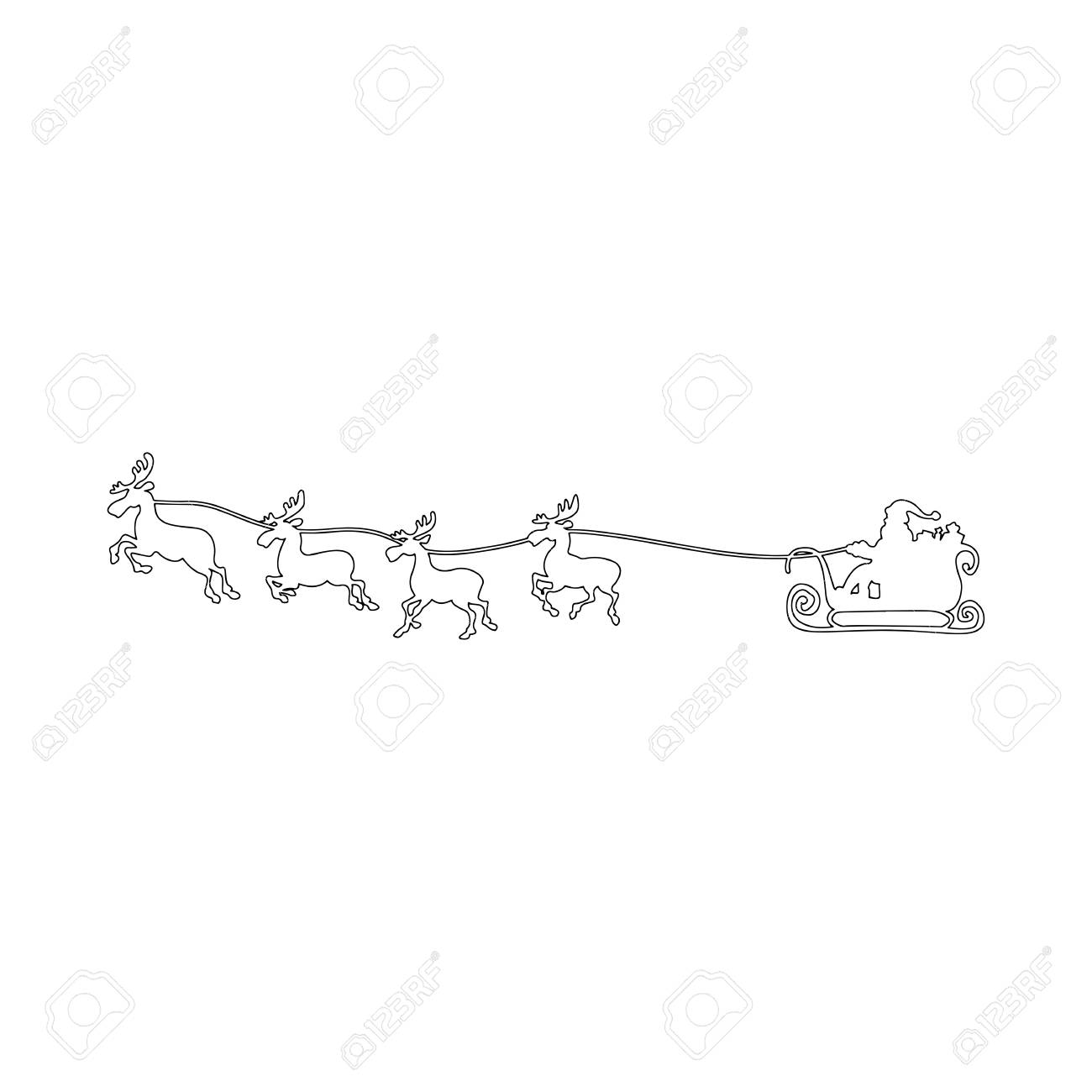 1300x1300 Santa Claus Flying In A Sleigh With Reindeer Vector Illustration