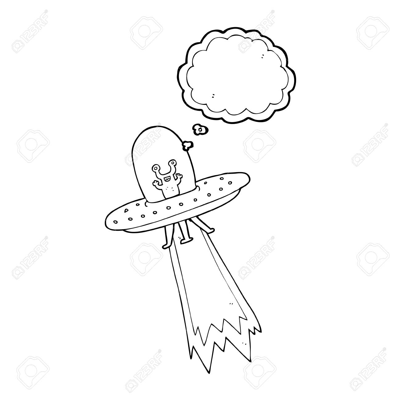 1300x1300 Freehand Drawn Thought Bubble Cartoon Flying Saucer Royalty Free