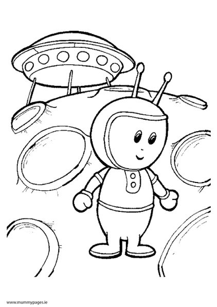422x597 Space Alien And Flying Saucer Colouring Page Mummypages