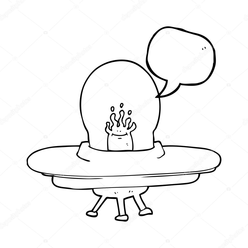 1024x1024 Speech Bubble Cartoon Flying Saucer Stock Vector