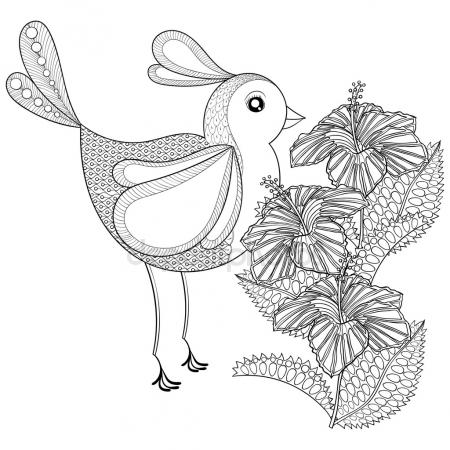 450x450 Zentangle Flying Bird For Adult Stock Vectors, Royalty Free