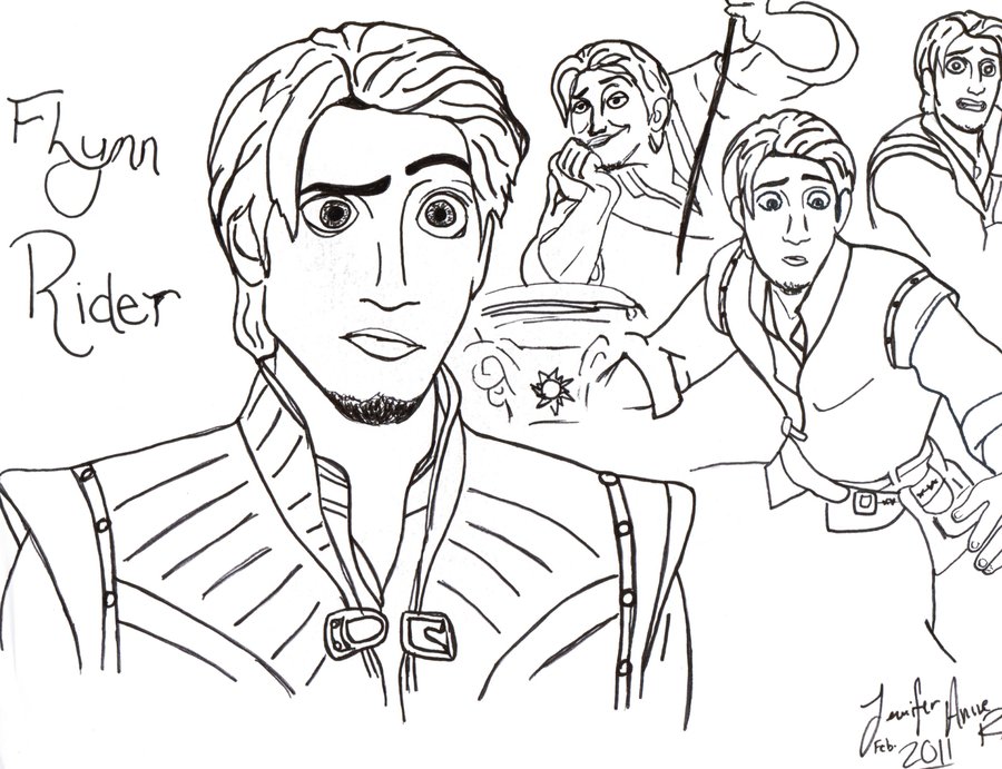 900x691 Flynn Rider Line Art By Liebedero