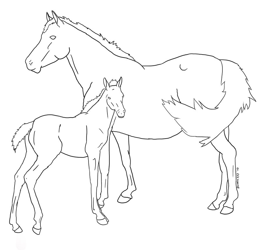 900x857 Mare And Foal Lineart 2 By Croftequineart