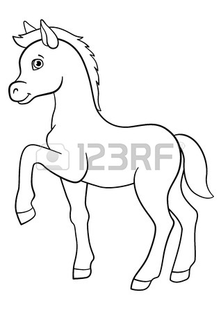 318x450 Coloring Pages. Farm Animals. Little Cute Foal Smiles. Royalty