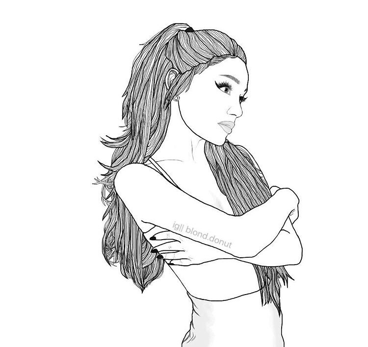 750x708 Ariana Grande In Focus. Interesting Art Outline Dr