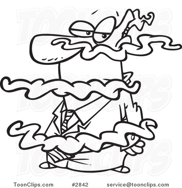 581x600 Cartoon Black And White Line Drawing Of A Business Man In A Fog