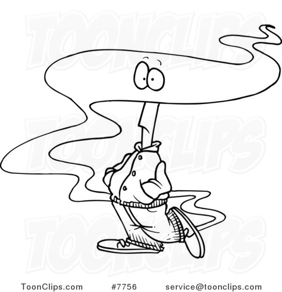 581x600 Cartoon Black And White Line Drawing Of A Guy With His Head In