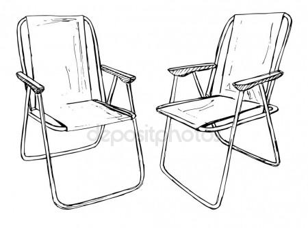 450x334 Two Folding Chairs On A White Background Isolation. Vector
