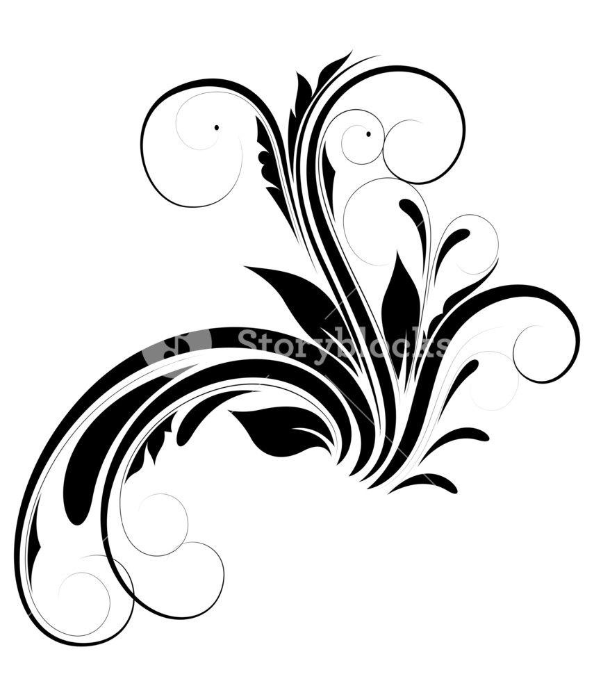 855x1000 Curly Foliage Elements Royalty Free Stock Image