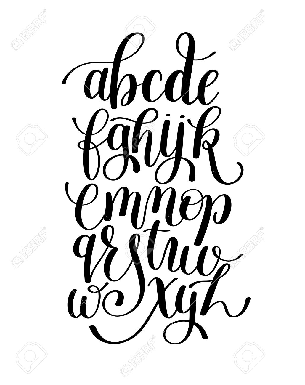 1030x1300 Black And White Hand Lettering Alphabet Design, Handwritten Brush