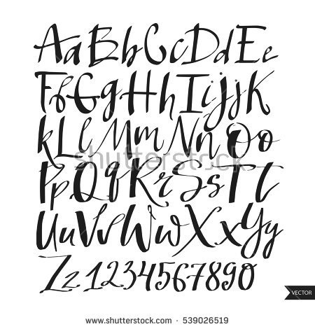 450x470 Alphabet Lettersblack Handwritten Font Drawn Liquid Stock Vector