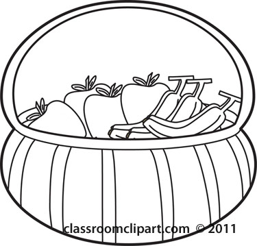 375x359 Food Clipart Culinary Fruit Basket Outline