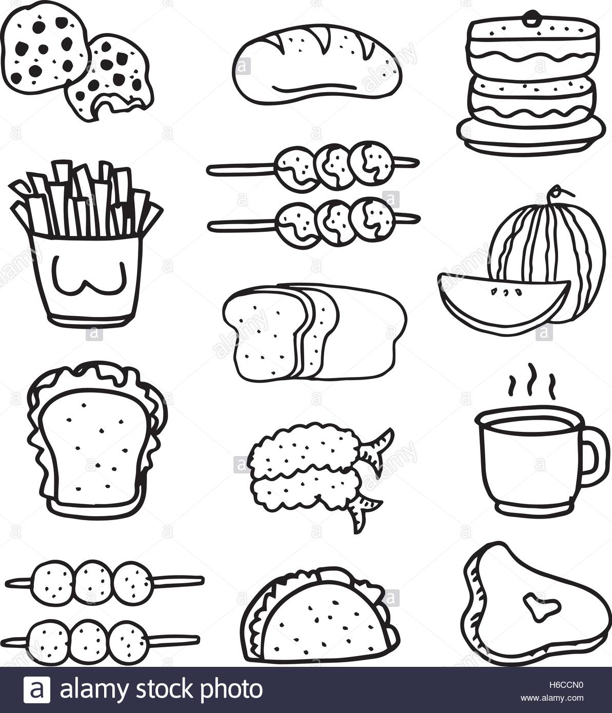 1193x1390 Doodle Of Food Set Hand Draw Vector Art Stock Vector Art