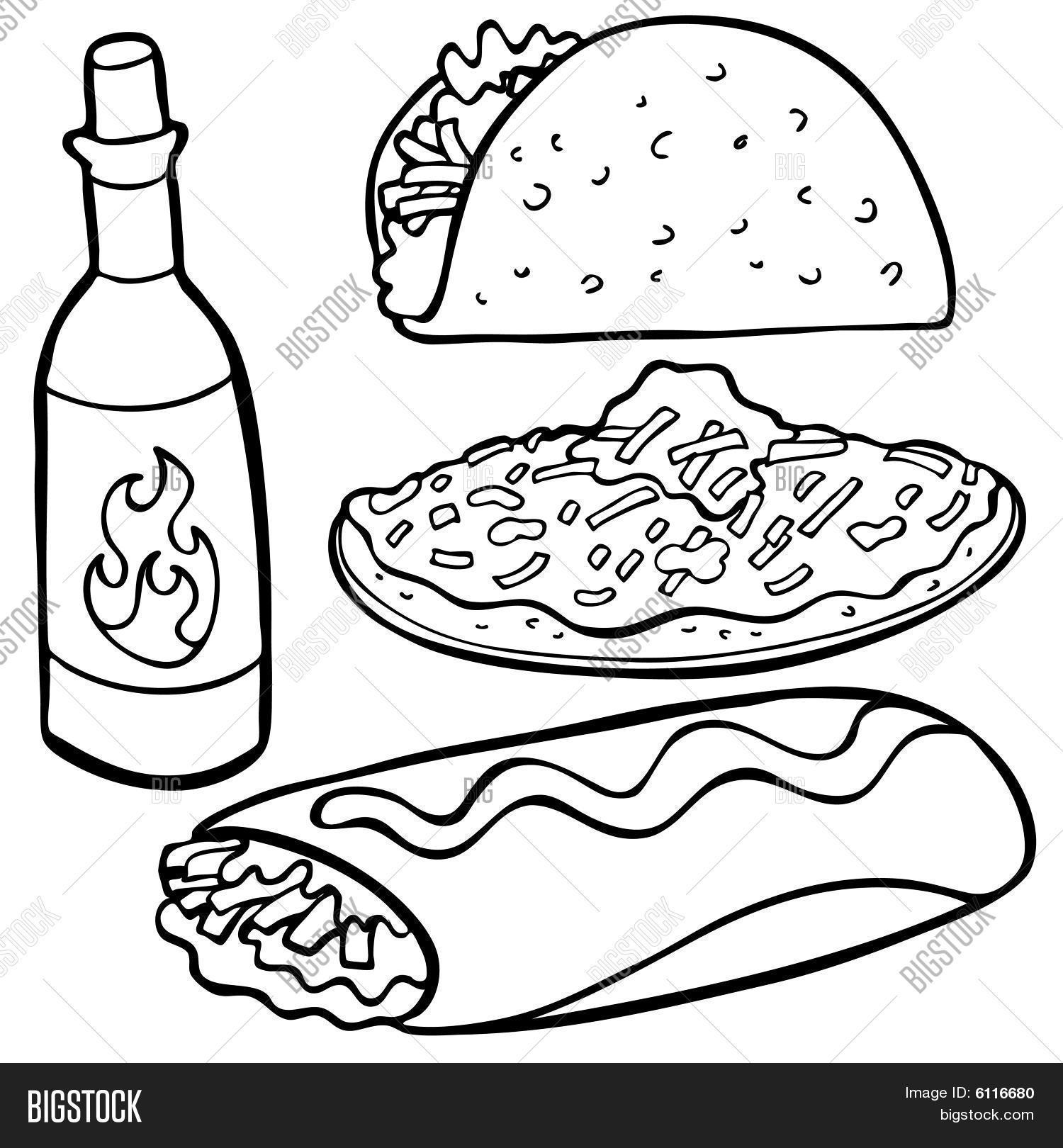 1500x1620 Mexican Food Items Line Art Vector Amp Photo Bigstock