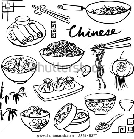 450x465 Chinese Food Icons Vector Doodle Set Craft Ideas