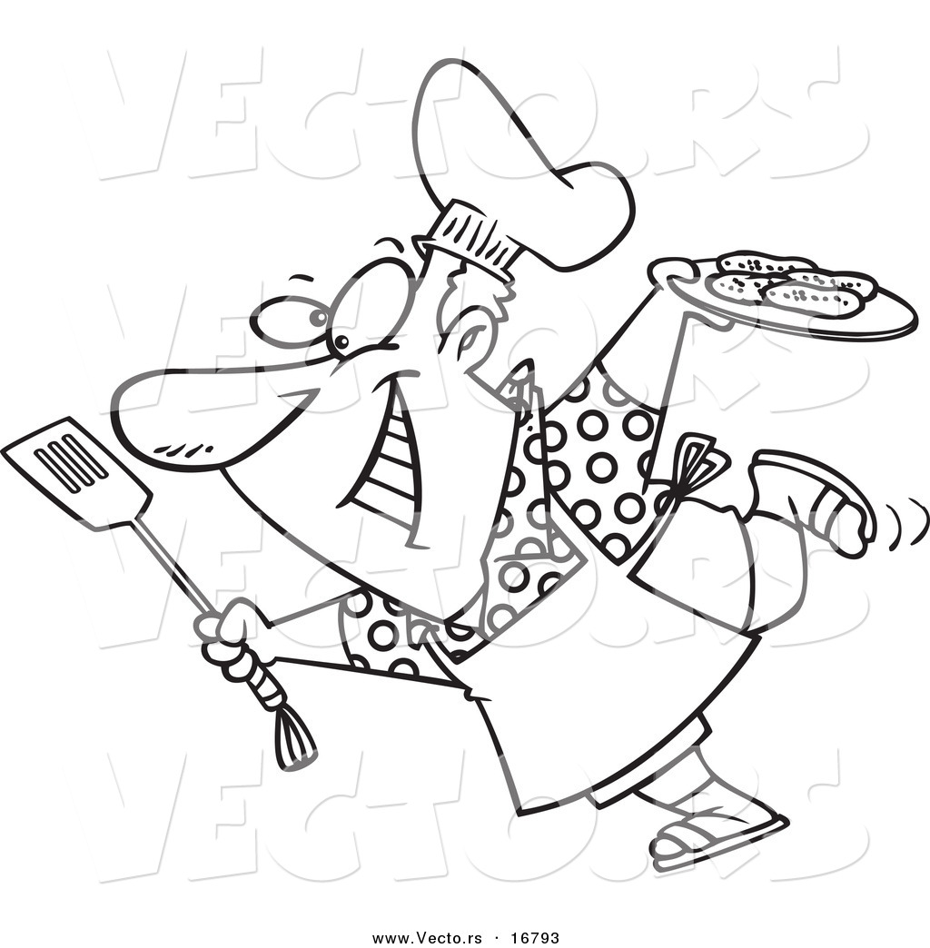 1024x1044 Vector Of A Cartoon Man Carrying A Plate Of Food To His Bbq