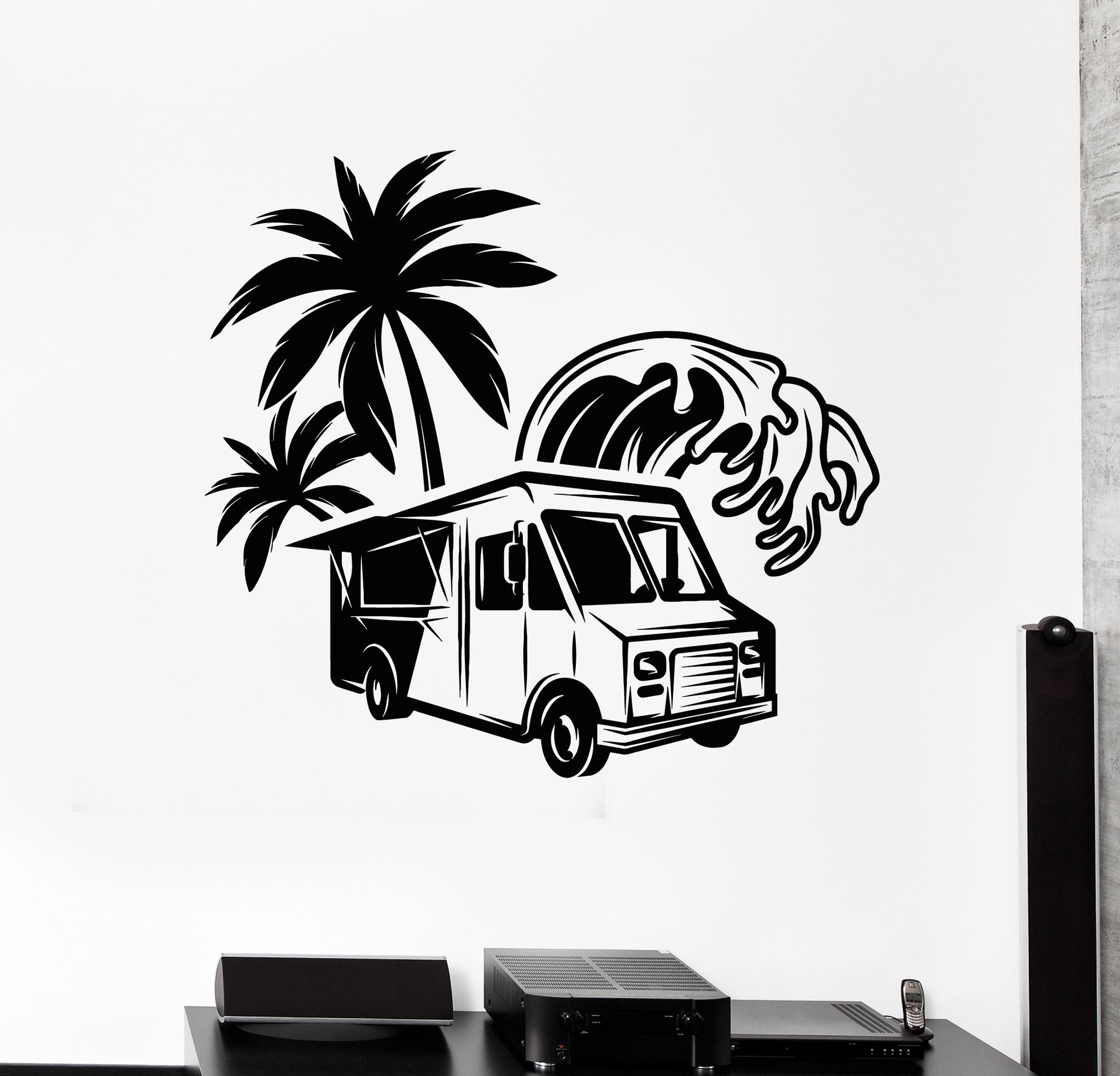 2048x1968 Vinyl Wall Decal Food Truck Palm Wave Fast Food Stickers (Ig4553