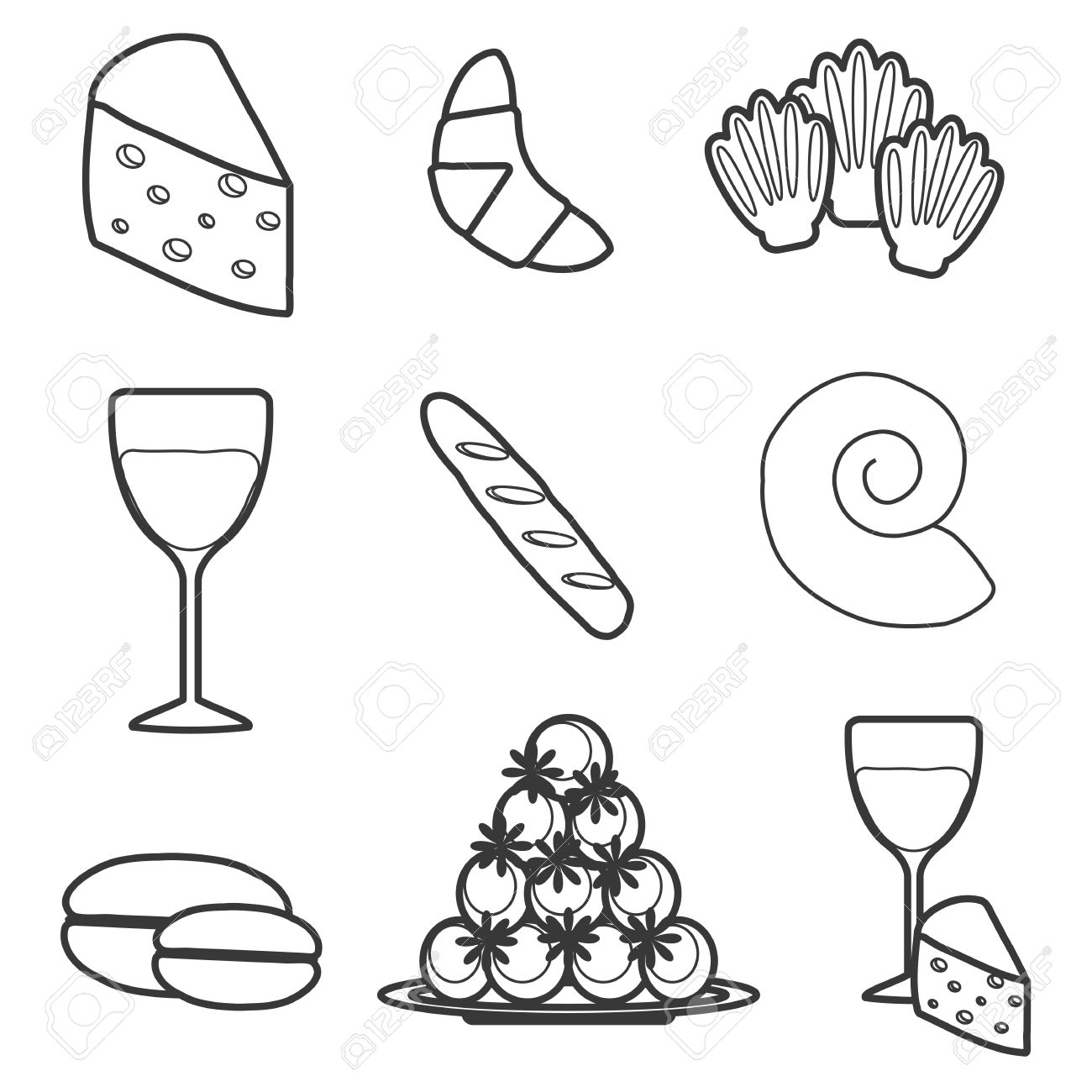 1300x1300 French Food Drawings