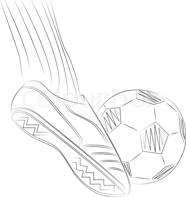 754x800 Sketch Illustration Of A Soccer Player's Foot On Soccer Ball