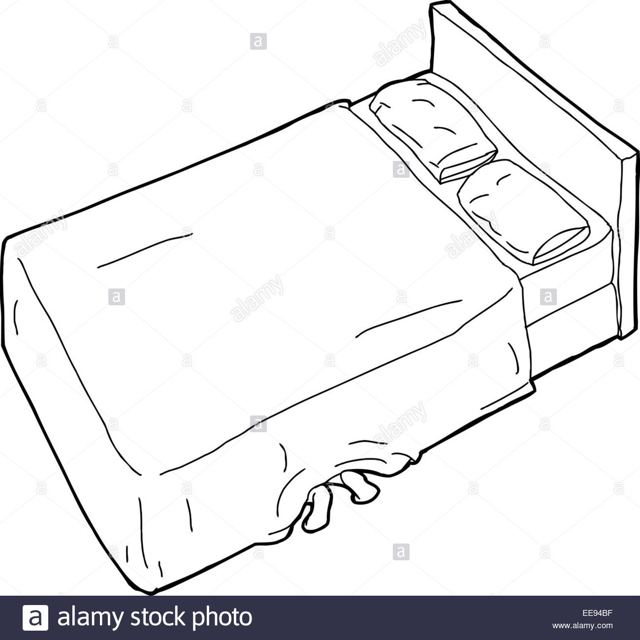 1300x1300 Single Hand Drawn Cartoon Bed Outline With Feet Underneath Stock