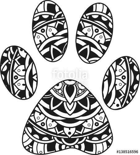 453x500 Vector Illustration Of A Mandala Footprint Silhouette Stock Image