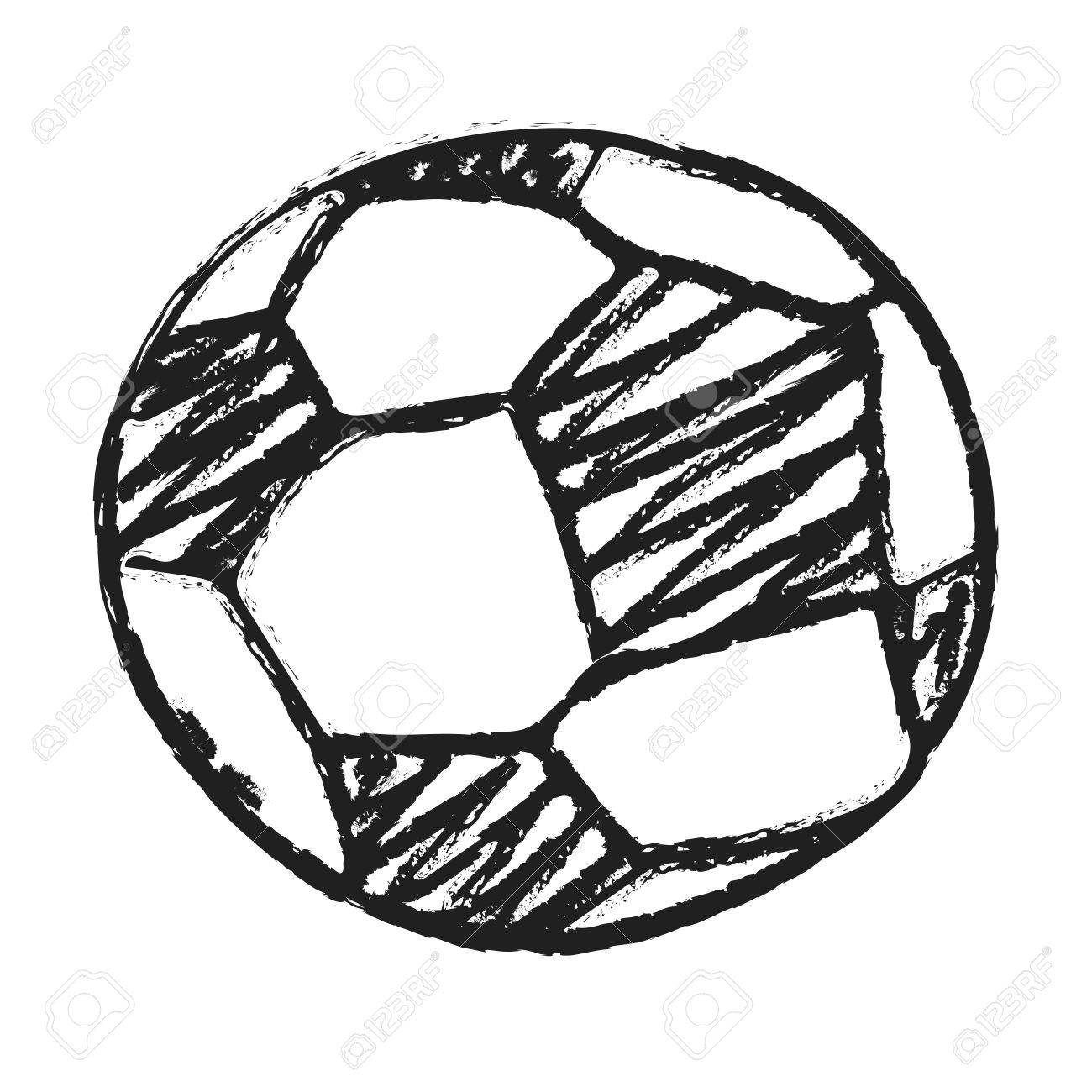 1300x1300 Hand Draw Football Ball Isolated Illustration On White Background