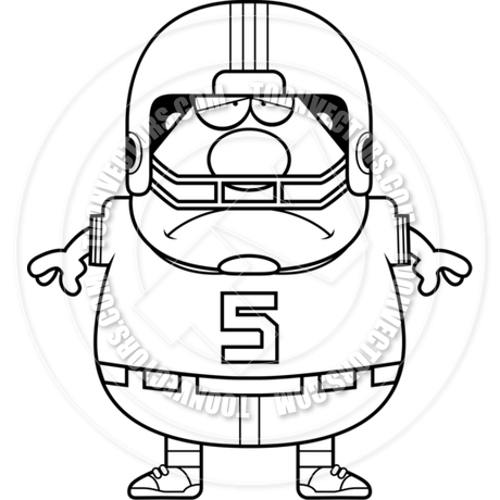 460x460 Cartoon Football Player Man Sad (Black And White Line Art) By Cory