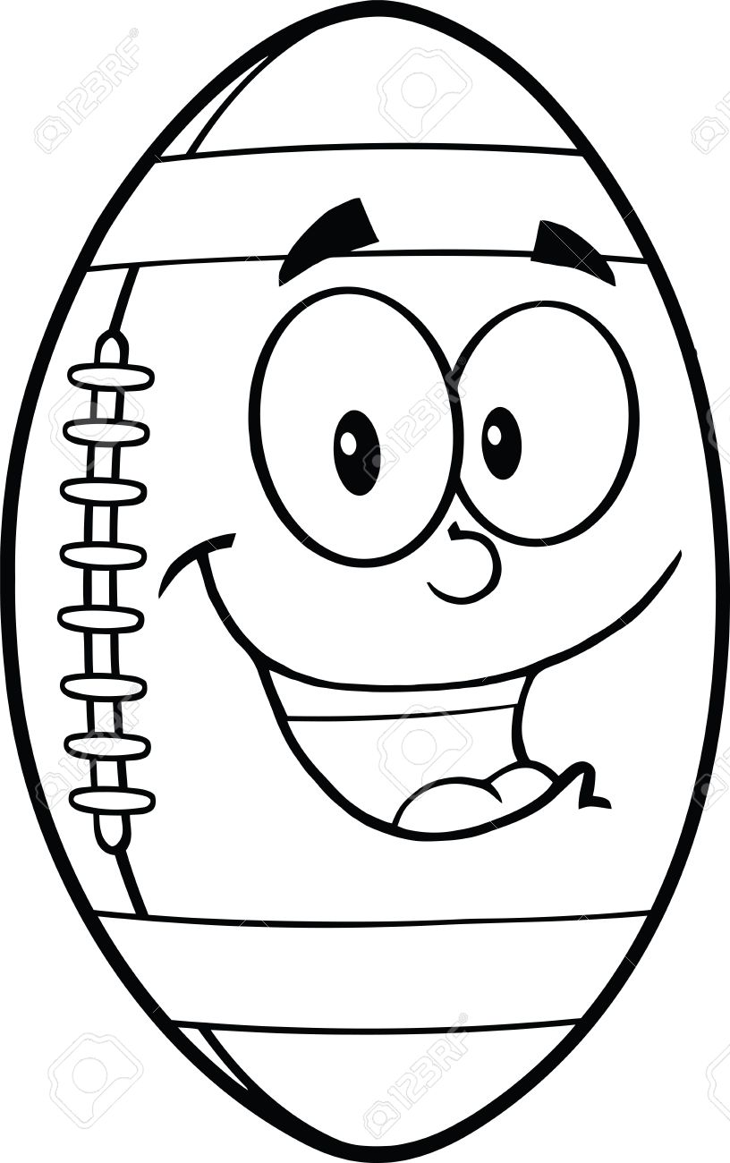 816x1300 Black And White American Football Ball Cartoon Mascot Character