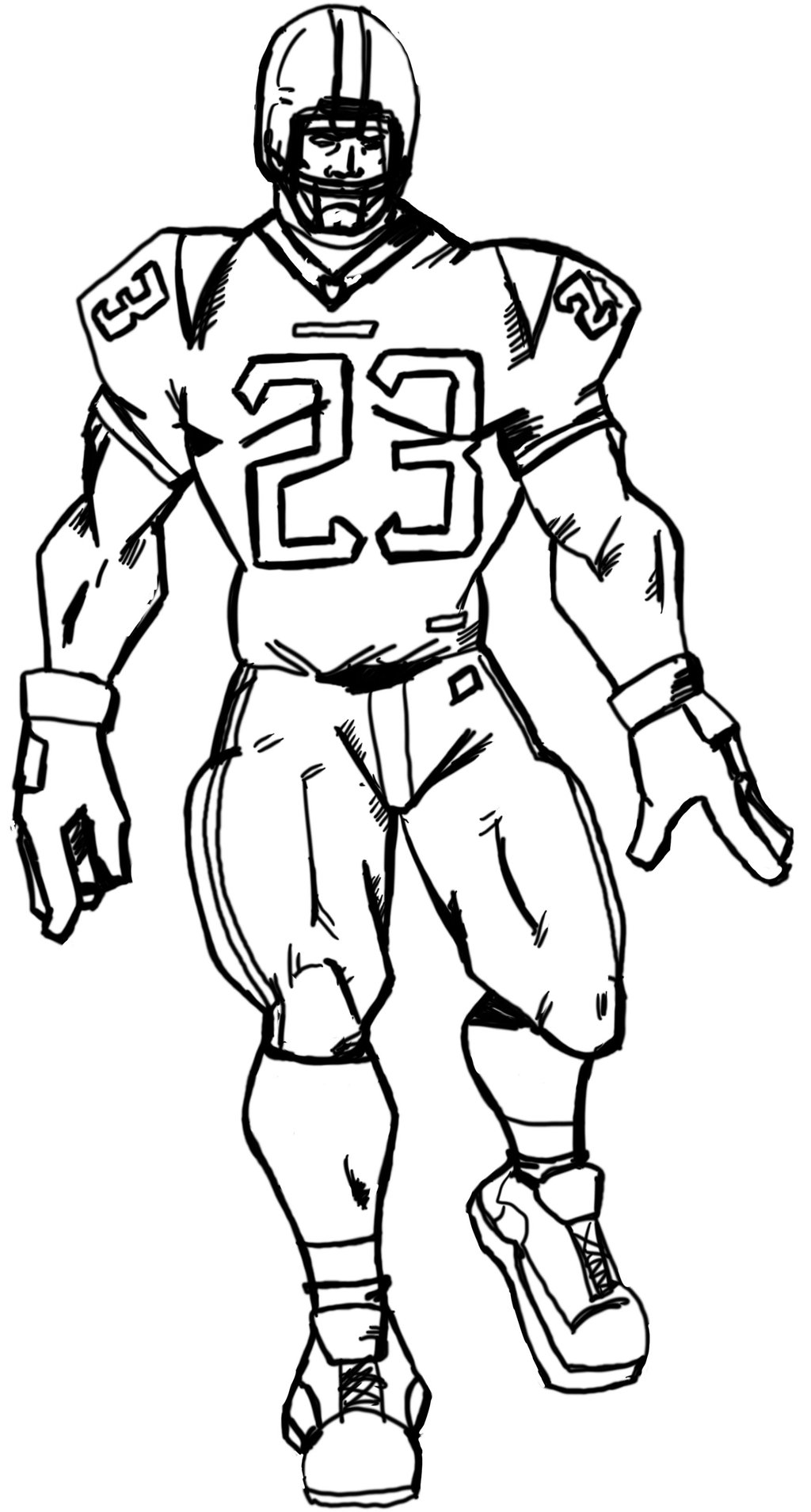 1024x1909 Drawing A Cartoon Football Player