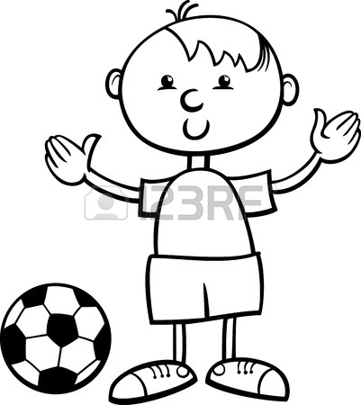 401x450 Black And White Cartoon Illustration Of Cute Little Boy