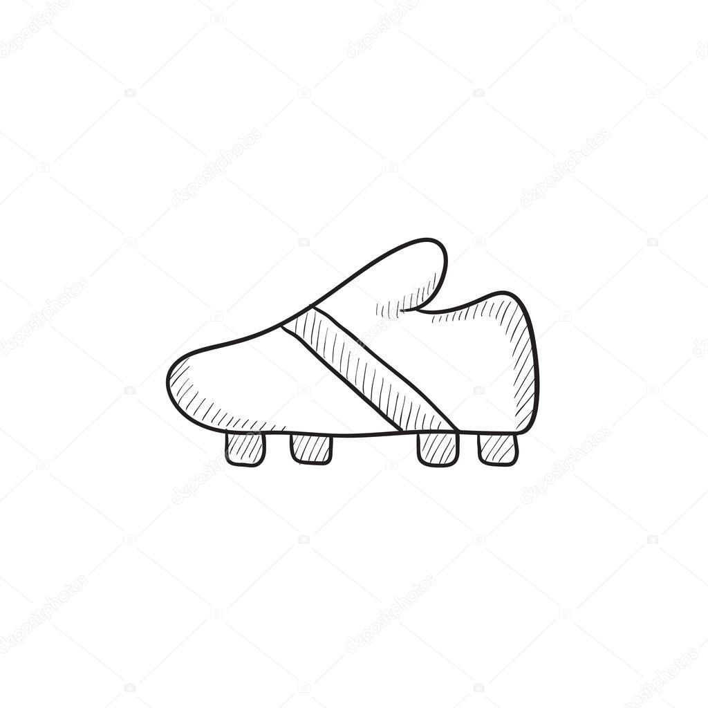1024x1024 Football Boot Sketch Icon. Stock Vector Rastudio