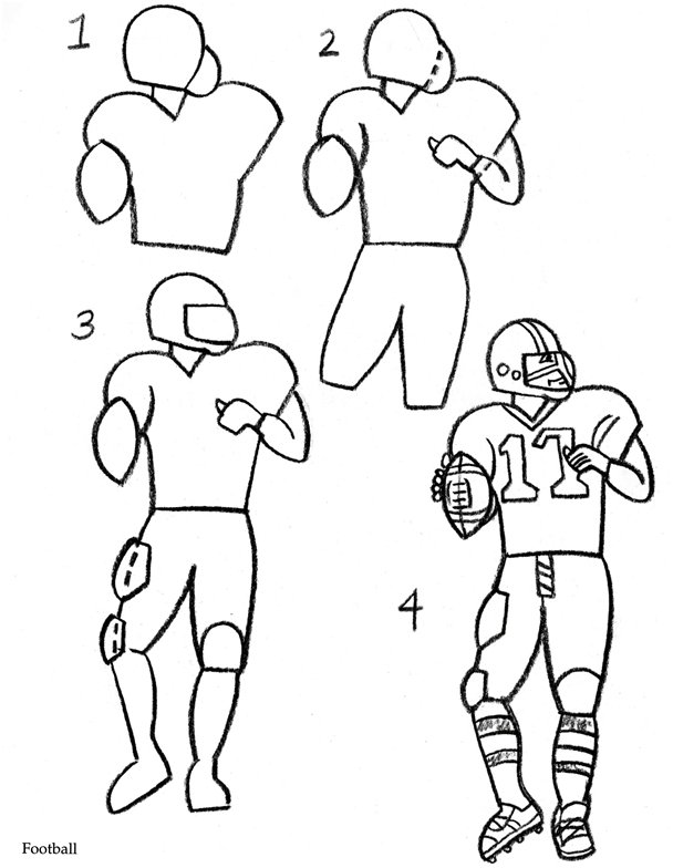 608x784 Coloring Amp Activity Pages How To Draw A Football Player