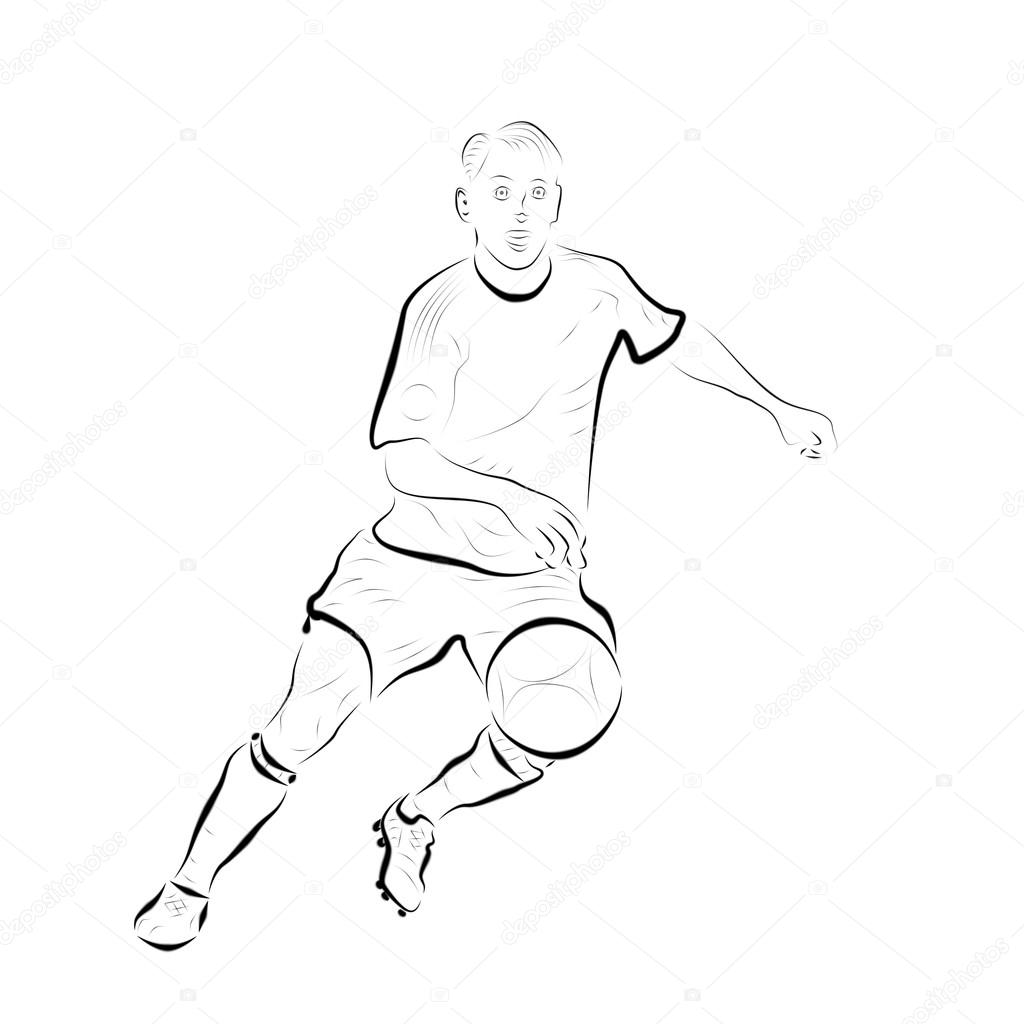 1024x1024 Football Player Running After The Ball, Abstract Drawing, Sketch