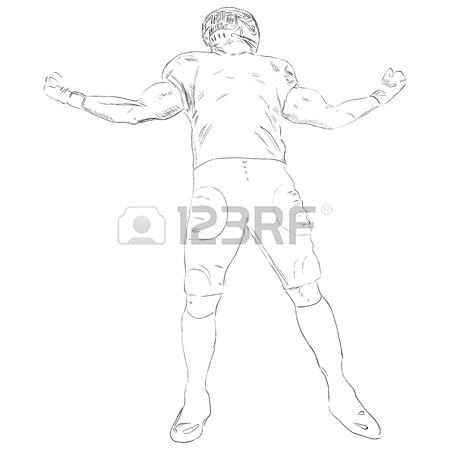 450x450 American Football Player With The Ball. Vector Drawing Royalty