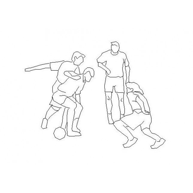 645x645 People Playing Football Cad Drawing