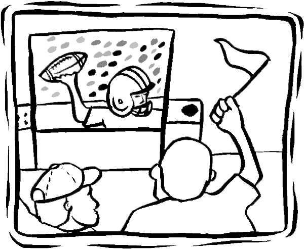 600x493 Football Coloring Page Fans Watching The Big Game On The Big