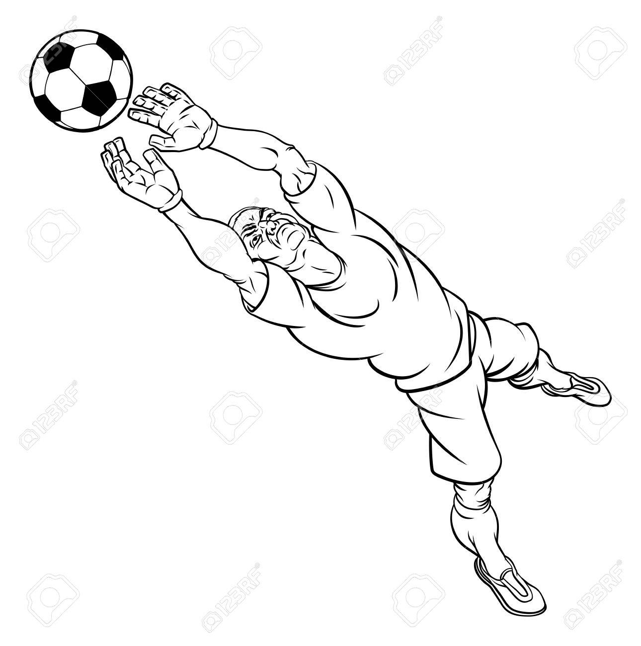 1290x1300 A Football Soccer Player Goal Keeper Cartoon Character Catching