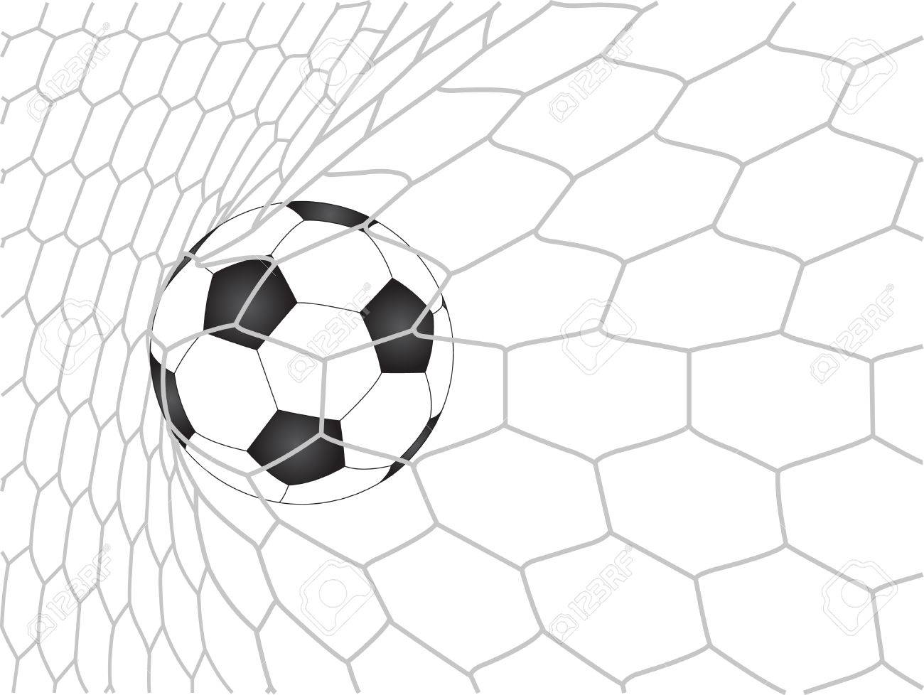 1300x978 Soccer Football In Goal Net Vector, Eps 10 Royalty Free Cliparts