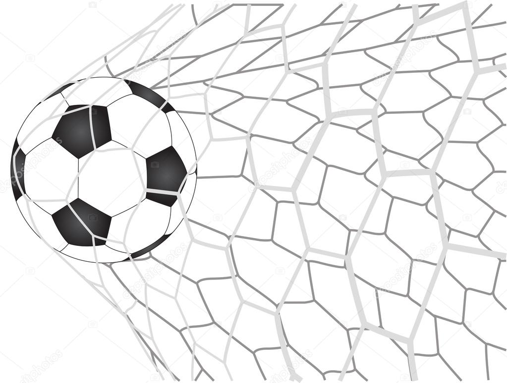 1023x774 Soccer Football In Goal Net Vector Illustrator, Eps 10. Stock