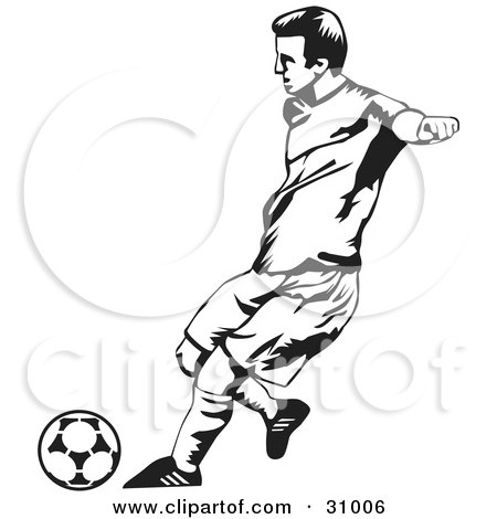 450x470 Clipart Illustration Of A Goal Keeper Blocking A Ball, In Black