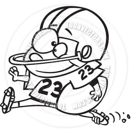 460x460 Cartoon Boy Football Player (Black And White Line Art) By Ron