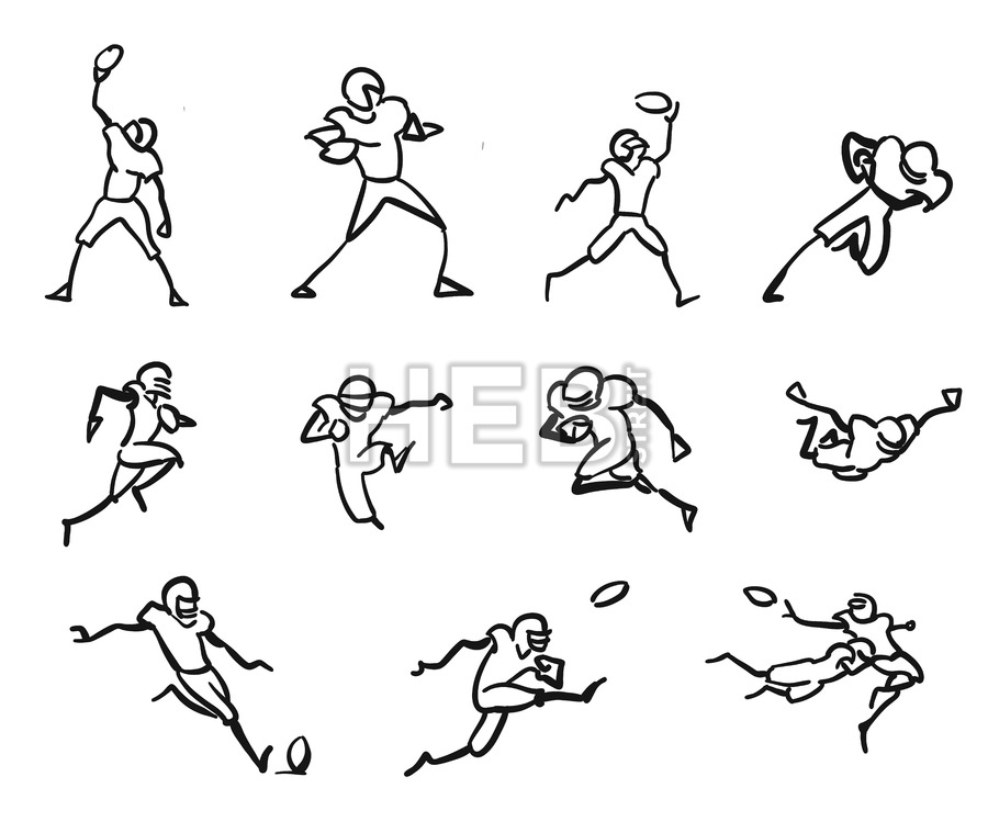 900x759 American Football Player Motion Sketch Studies Hebstreits
