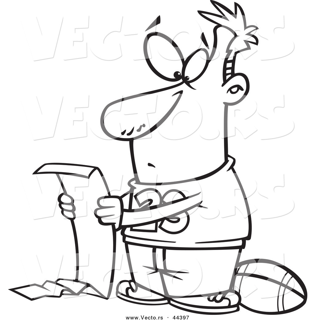1024x1044 Vector Of A Cartoon Man Reading A Long Do List But Wanting