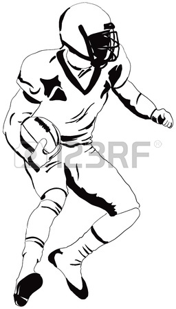 256x450 American Football Player With The Ball. Vector Drawing Royalty