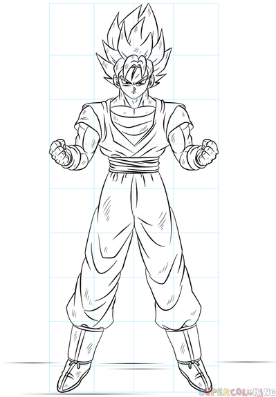 399x575 How To Draw Goku Super Saiyan Step By Step Inderecami Drawing